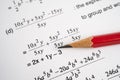 Pencil on mathematic formula exercise test paper in education school Royalty Free Stock Photo