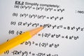 Pencil on mathematic formula exercise test paper in education school Royalty Free Stock Photo