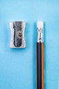 Pencil with sharpener Royalty Free Stock Photo