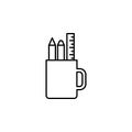 Pencil, mug, ruler, case icon. Element of education illustration. Signs and symbols can be used for web, logo, mobile app, UI, UX Royalty Free Stock Photo