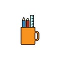 pencil, mug, ruler, case icon. Element of education illustration. Signs and symbols can be used for web, logo, mobile app, UI, UX Royalty Free Stock Photo
