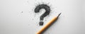 Pencil next to a sketched question mark on white background Royalty Free Stock Photo