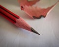 Pencil and note book closup macro photography image.