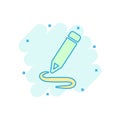 Pencil notepad icon in comic style. Document write vector cartoon illustration on white isolated background. Pen drawing business Royalty Free Stock Photo