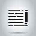 Pencil notepad icon in transparent style. Document write vector illustration on isolated background. Pen drawing business concept