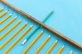 Pencil overcoming barrier obstacle. Concept of education, competition, and challenge Royalty Free Stock Photo