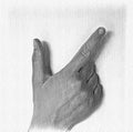 Pencil painted sketch drawing of a human femaile hand showing different gestures Royalty Free Stock Photo