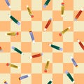 BACK TO SCHOOL PENCIL PALS PENS STATIONERY DRAWING SEAMLESS REPEAT PATTERN