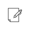 Pencil and paper line icon Royalty Free Stock Photo