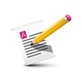 Pencil with Paper Notebook Symbol. Royalty Free Stock Photo