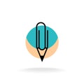 Pencil and paperclip symbol cleric office logo