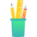 Pencil and pen in box vector cup holder icon Royalty Free Stock Photo