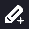 Pencil and plus dark mode glyph ui icon