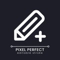 Pencil and plus pixel perfect white linear ui icon for dark theme