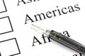 The pencil point to Checkbox in Americas text.