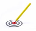 Pencil pointed to center of target Royalty Free Stock Photo