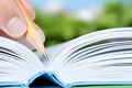 Pencil on Open Book Royalty Free Stock Photo