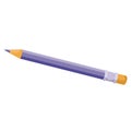 A pencil in purple with an orange eraser on the other end, top view, isolated object on a white background, vector illustration Royalty Free Stock Photo