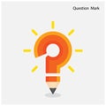 Pencil question mark on background. Royalty Free Stock Photo
