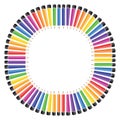 Pencil rainbow pattern. Round frame with coloring pencils. Colorful school background. Template border vector Royalty Free Stock Photo