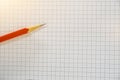 Pencil red on the grid frame paper background project work Royalty Free Stock Photo