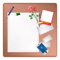 Pencil and Red Rose on A Blank Page with Envelope Royalty Free Stock Photo