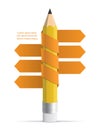 Pencil with ribbons arrow illustration infographics template