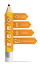 Pencil with ribbons arrow illustration infographics template