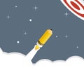 Pencil Rocket Lunch in Space Go To Target Creative Startup Concep