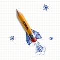 Pencil rocket. Stock illustration. Royalty Free Stock Photo