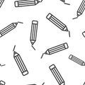 Pencil with rubber eraser icon seamless pattern background. Highlighter vector illustration. Pencil symbol pattern Royalty Free Stock Photo