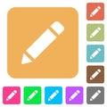 Pencil with rubber rounded square flat icons