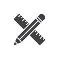 Pencil and ruler crossed icon vector Royalty Free Stock Photo