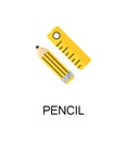 Pencil and ruler flat icon.