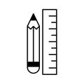 pencil and ruler Line Vector Icon easily modified