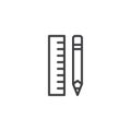 Pencil and ruler outline icon