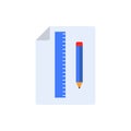 pencil, ruler and paper colored icon