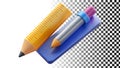 Pencil and ruler drafting tools for drawing and measuring instruments png transparent image Generative AI