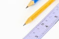 Pencil ,ruler stationary of student arrangement flat lay style