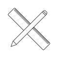 Pencil with ruler vector icon. Simple icon, school tool