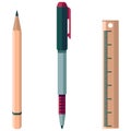 Pencil and ruler on white isolated backdrop Royalty Free Stock Photo