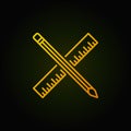 Pencil with ruler yellow outline vector concept icon