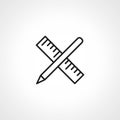 Pencil ruller line icon. Pencil with ruller icon