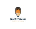 Smart Study Boy Pencil logo design Royalty Free Stock Photo