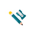 Pencil and Sharpener Flat Icon - Back to school flat icon - vector Illustration Royalty Free Stock Photo