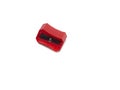 Pencil sharpener . Red sharpener on a white background. Set for schoolchild Royalty Free Stock Photo