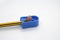Pencil and sharpener. Sharpening pencil. School pencil and sharpener. Royalty Free Stock Photo