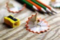 Pencil sharpener trash wood Royalty Free Stock Photo