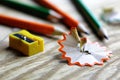 Pencil sharpener trash wood Royalty Free Stock Photo