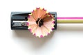 Pencil with sharpening shavings